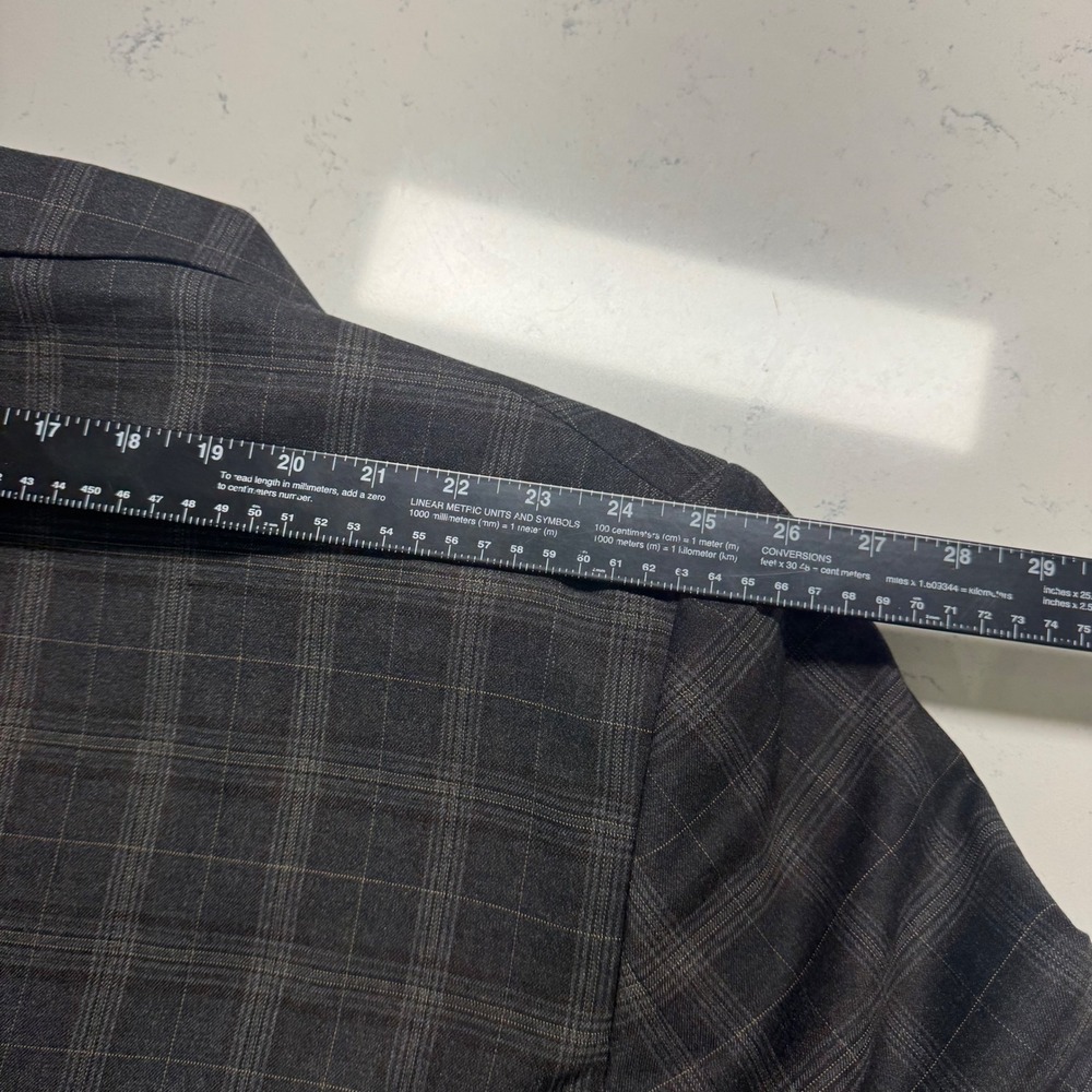 Oak Hill Plaid Sport Coat Mens 4XL (58R 60R) Dark Gray Check Two Button Blazer - Picture 9 of 10